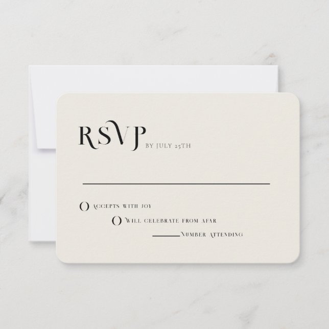 Beispiel für Minimalistische Hochzeit RSVP Einladung (Vorderseite)