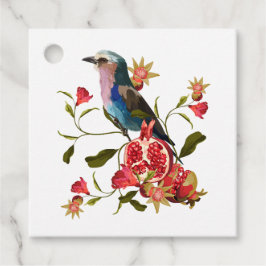 Beispiel für Vögel und Granatobst. Geschenkanhänger