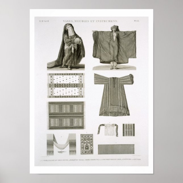 Beispiele für Seide und ägyptische Kostüme, aus "D Poster (Vorne)