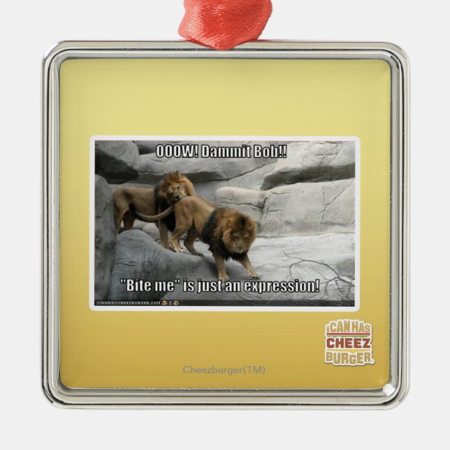 Beiß mir ist nur ein Ausdruck! Silbernes Ornament (Vorne)