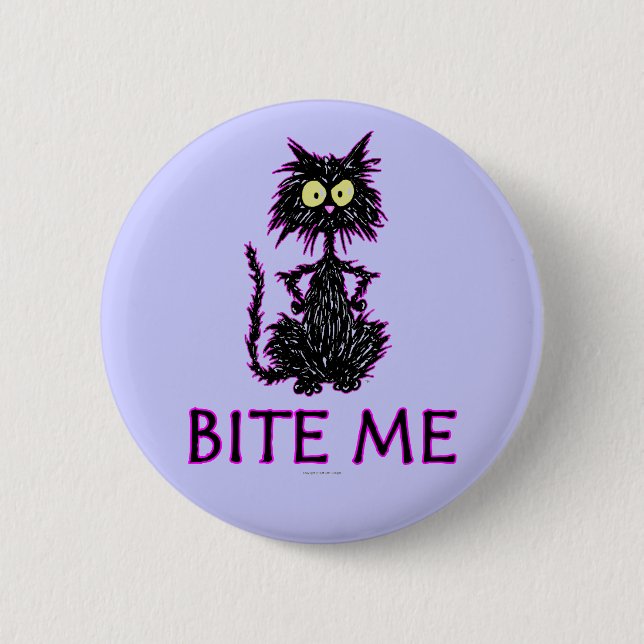 Beißen Sie mich! Katzen-Geschenk-Entwürfe Button (Vorderseite)