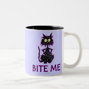Beißen Sie mich! Katzen-Geschenk-Entwürfe Zweifarbige Tasse