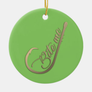 Beißen Sie mich lustiges Fischen Keramik Ornament