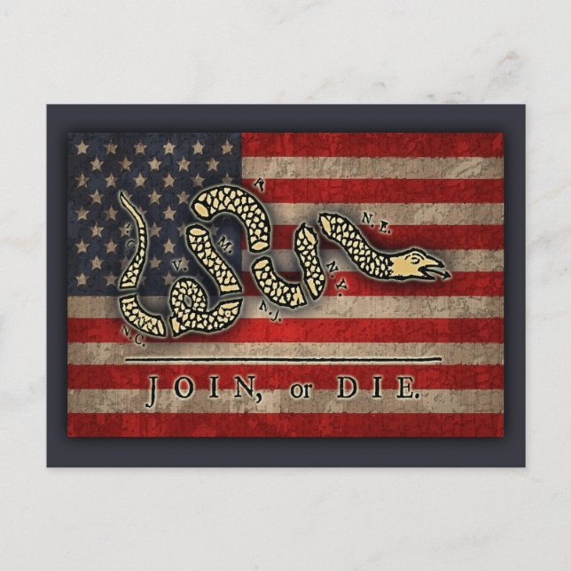 beitreten oder Die -Flag Postkarte (Vorderseite)