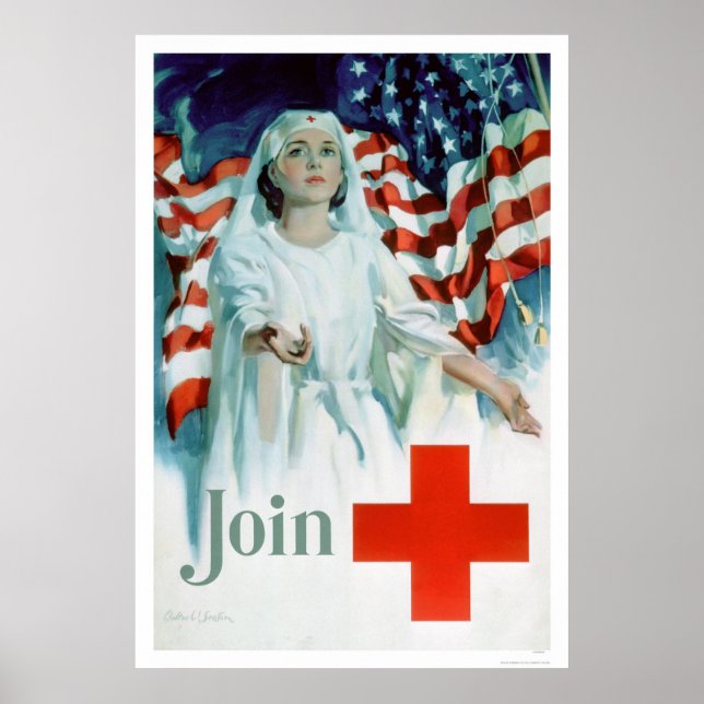 Beitritt zur Roten Kreuz - Amerikanische Flagge (U Poster (Vorne)