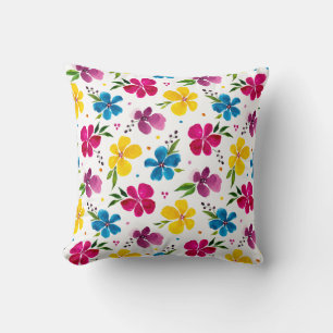 Bejeweled Boho Watercolor Floral Artistic Kissen