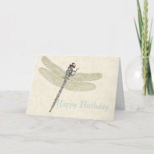 Bejeweled Dragonfly Happy Birthday Card Karte