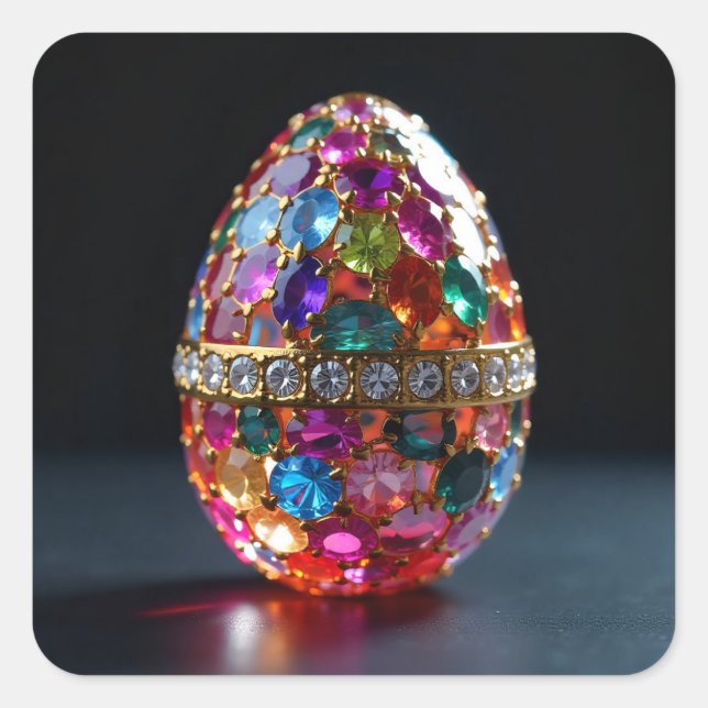 Bejeweled Easter Egg Quadratischer Aufkleber (Vorderseite)