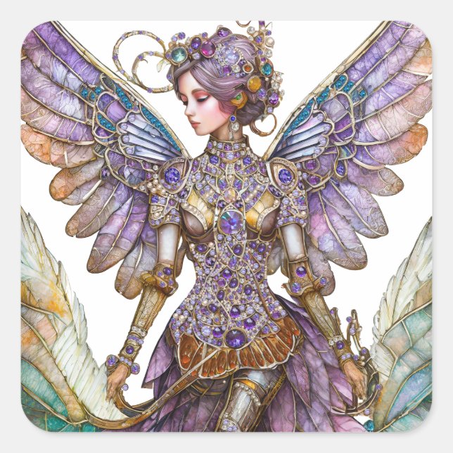 Bejeweled Sugar Plum Fairy Quadratischer Aufkleber (Vorderseite)