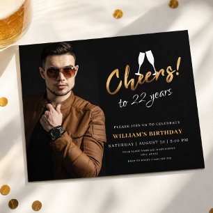 Bejubeln auf 22 Jahre Gold Black Adult Geburtstag  Einladung