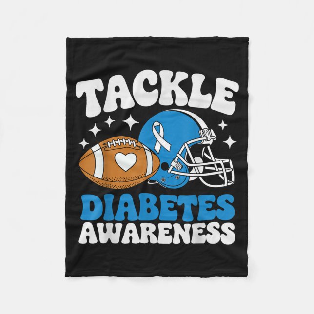 Bekämpfe Diabetes Typ 1 Blaues Fußball-Diabetes Fleecedecke (Vorderseite)
