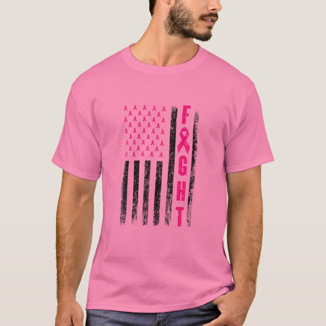 Bekämpfung des Brustkrebs unter amerikanischer Fla T-Shirt (Vorderseite)