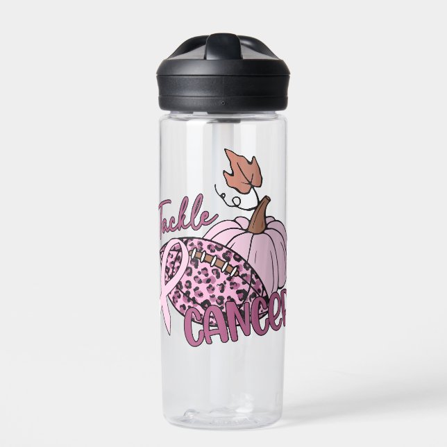 Bekämpfung von Krebs Football Pumpkin Brustkrebs Trinkflasche (Vorderseite)