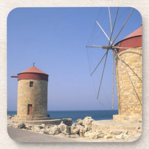 Bekannte alte Windmühlen von Rhodos, Griechenland Untersetzer