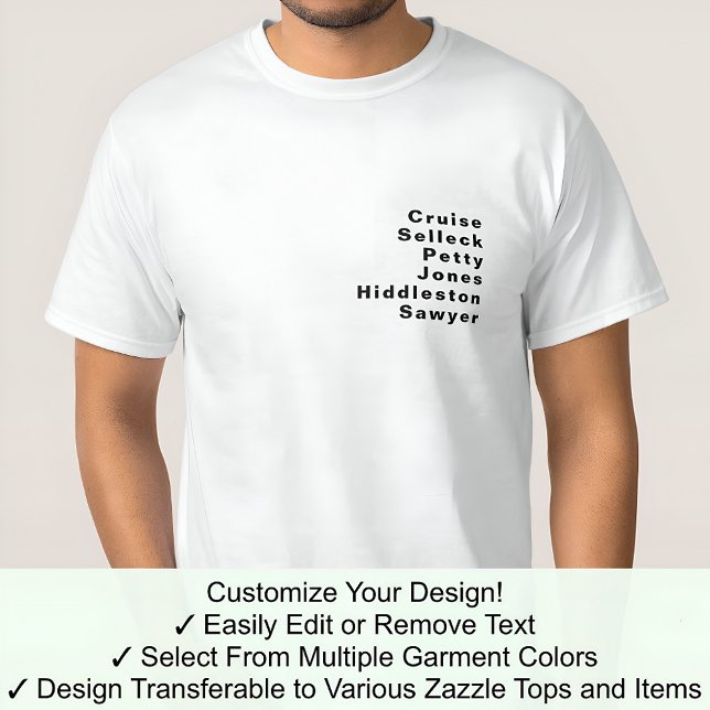 Bekannte Notable Custom Editable Surname List 06B T-Shirt (Von Creator hochgeladen)