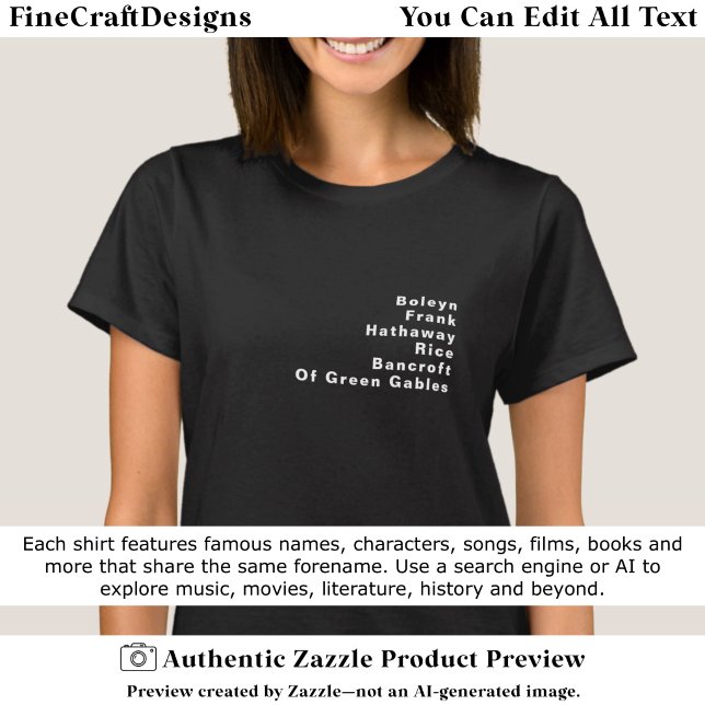 Bekannte Notable Custom Editable Surname List 06W T-Shirt (Von Creator hochgeladen)