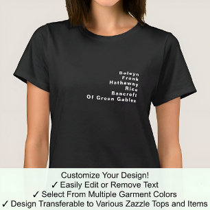 Bekannte Notable Custom Editable Surname List 06W T-Shirt