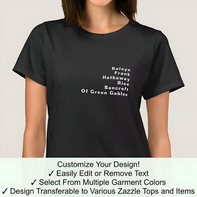 Bekannte Notable Custom Editable Surname List 06W T-Shirt (Von Creator hochgeladen)