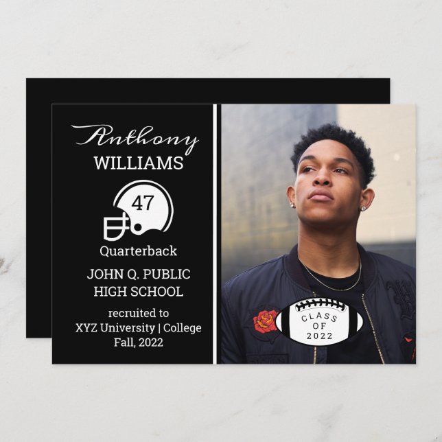 Bekanntgabe des Abschlusses des Football Player Fo Einladung (Vorne/Hinten)