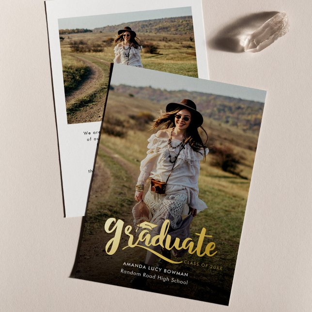 Bekanntgabe des Abschlusses "Grad Foto Gold Foil" Folieneinladung (Graduation 2024 Grad Photos Gold Foil Announcement)