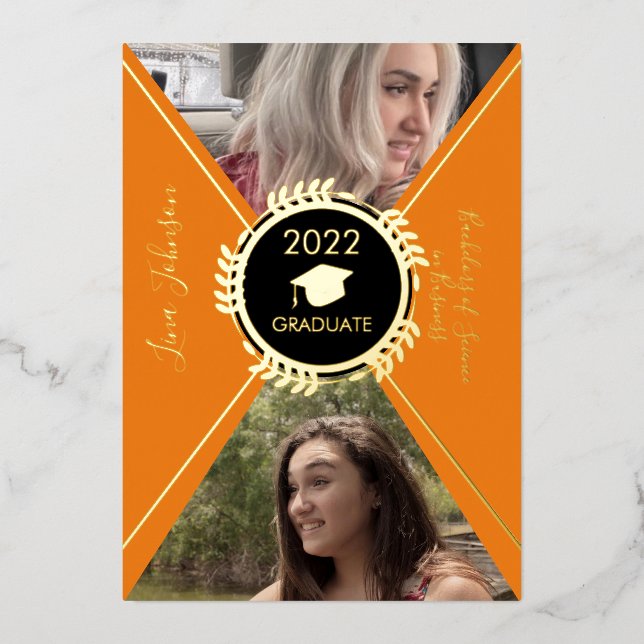 Bekanntgabe des geometrischen Abschlusses Gold Folieneinladung (Vorderseite)