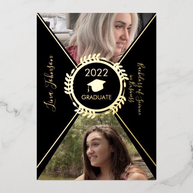 Bekanntgabe des geometrischen Abschlusses Gold Folieneinladung (Vorderseite)