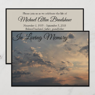 Bekanntgabe des Sky of Clouds Memorial Service Einladung