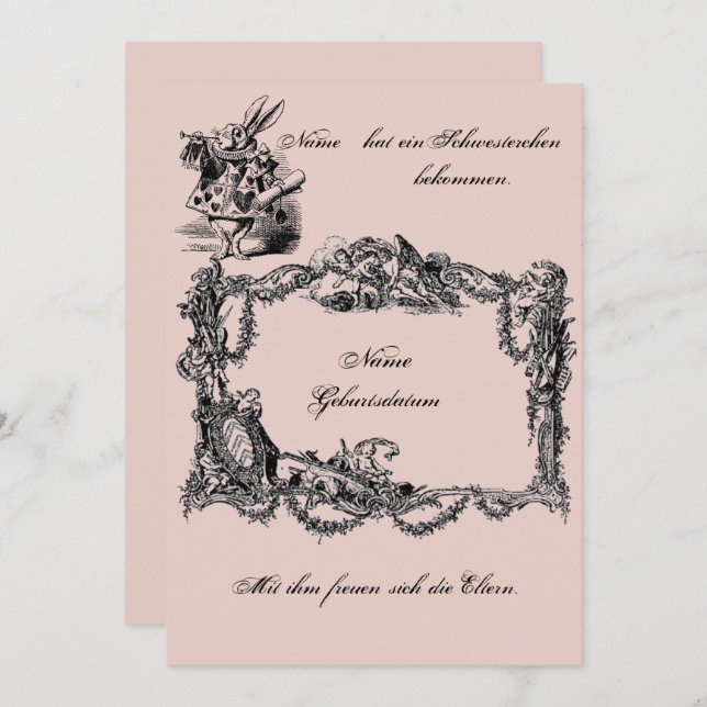 Bekanntgabe zur Geburt – Geburtskarte Einladung (Vorne/Hinten)