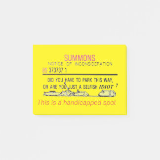 Bekanntmachung über Behindertenparkplätze Post-it Klebezettel