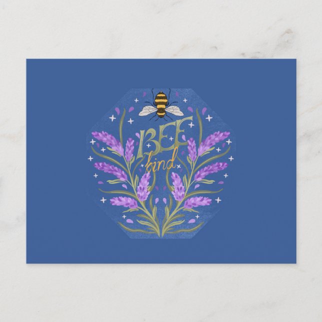 BeKind florales Design - Motivierend Botschaft Postkarte (Vorderseite)