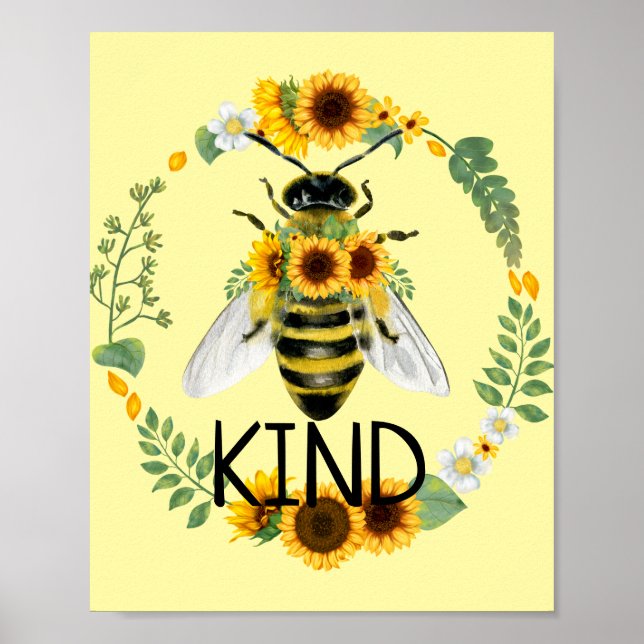 BeKind Sonnenblumen Kindness Yellow Class Poster (Vorne)