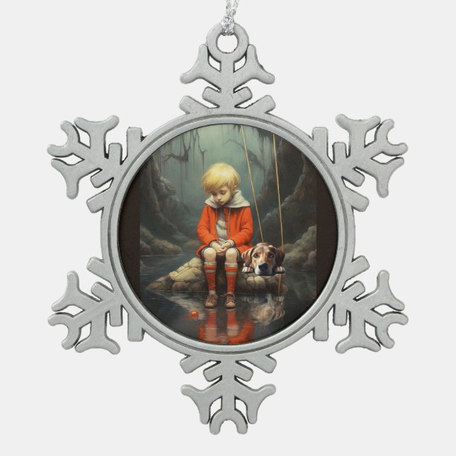Beklagender Schneeflocken Gerahmter Ornament (Vorderseite)