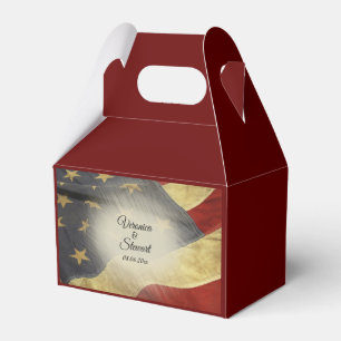 Beklagte Namen und Datum amerikanischer Flaggen Geschenkschachtel