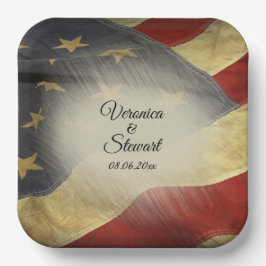 Beklagte Namen und Datum amerikanischer Flaggen Pappteller