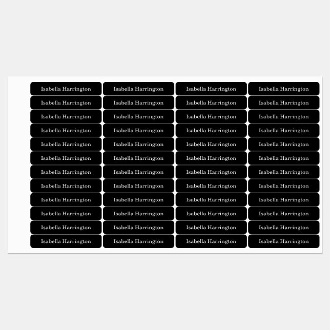 Bekleidung aus schwarzem Individuelle Name Etiketten (Blatt)