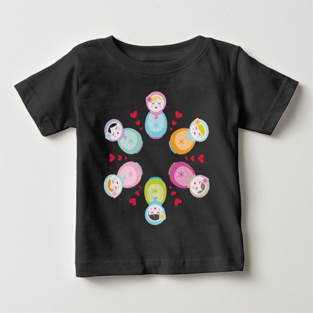 BEKLEIDUNG :: Babushka-Puppen - Mandala Baby T-shirt (Vorderseite)