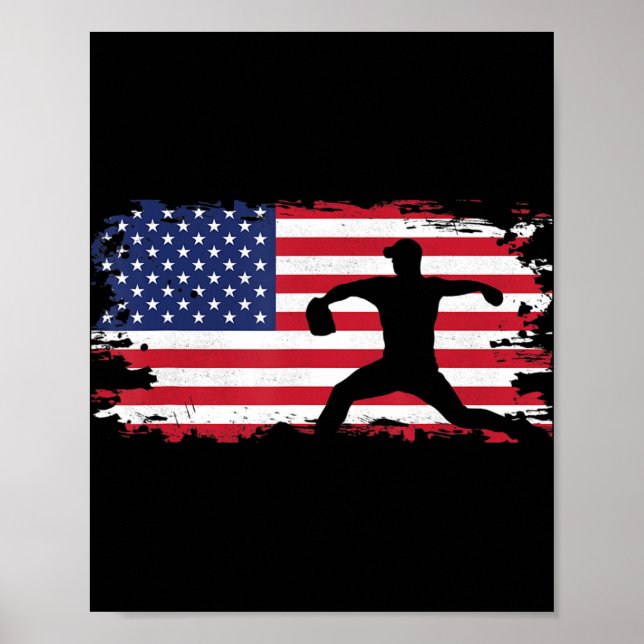 Bekleidung für Baseball der amerikanischen Flagge  Poster (Vorne)