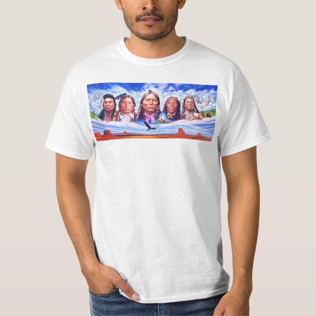 Bekleidung Indianer Menne Weiß malen T-Shirt (Vorderseite)
