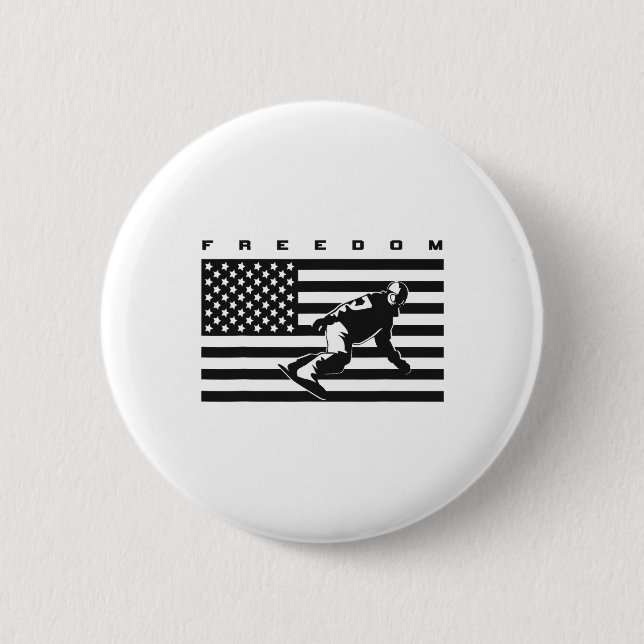 Bekleidung mit amerikanischer Flagge - Snowboarden Button (Vorderseite)