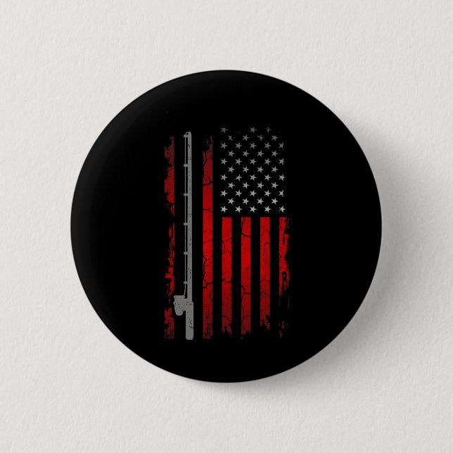 Bekleidung unter amerikanischer Flagge - Fischerei Button (Vorderseite)
