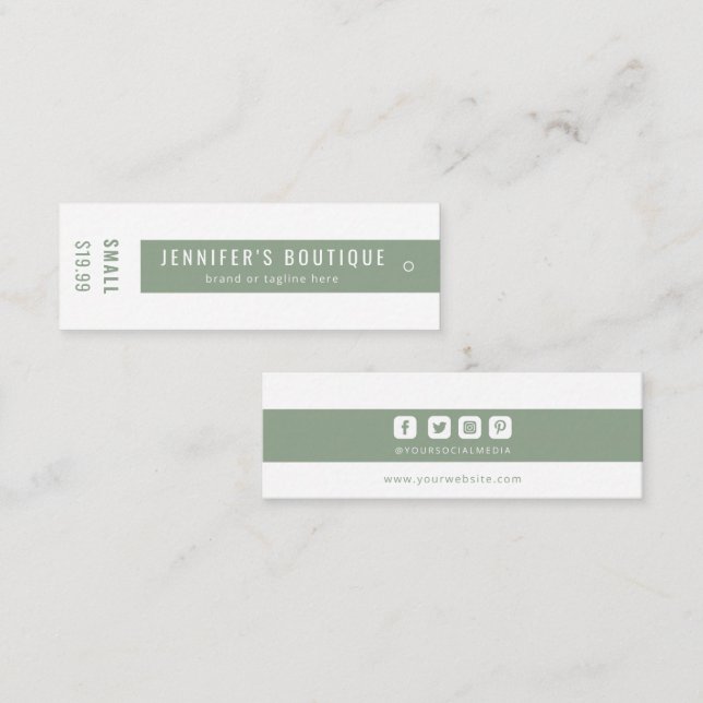 Bekleidungsmarken für kleine Unternehmen - Weißer  Telefonnummerkarte (Vorne/Hinten)