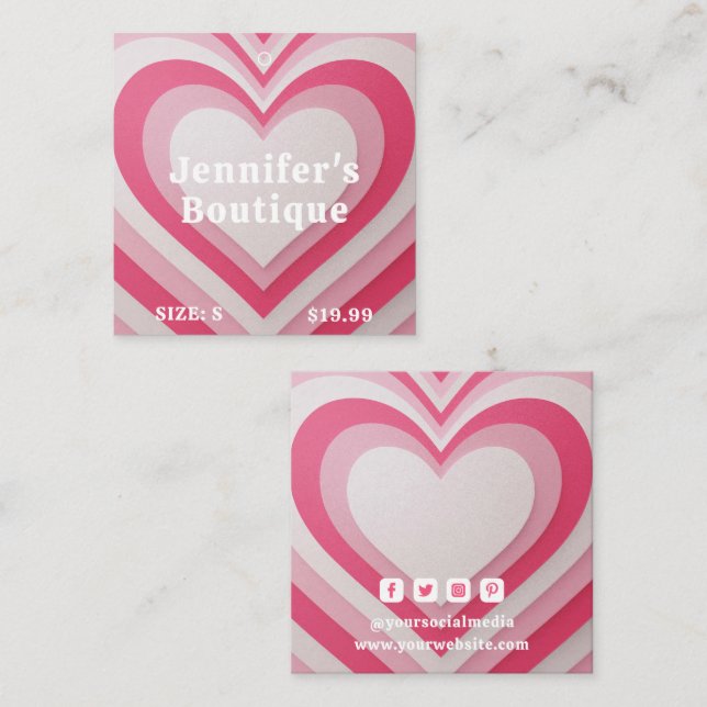 Bekleidungsmarken Kleine Unternehmen rosa Retro-He Telefonnummerkarte (Vorne/Hinten)