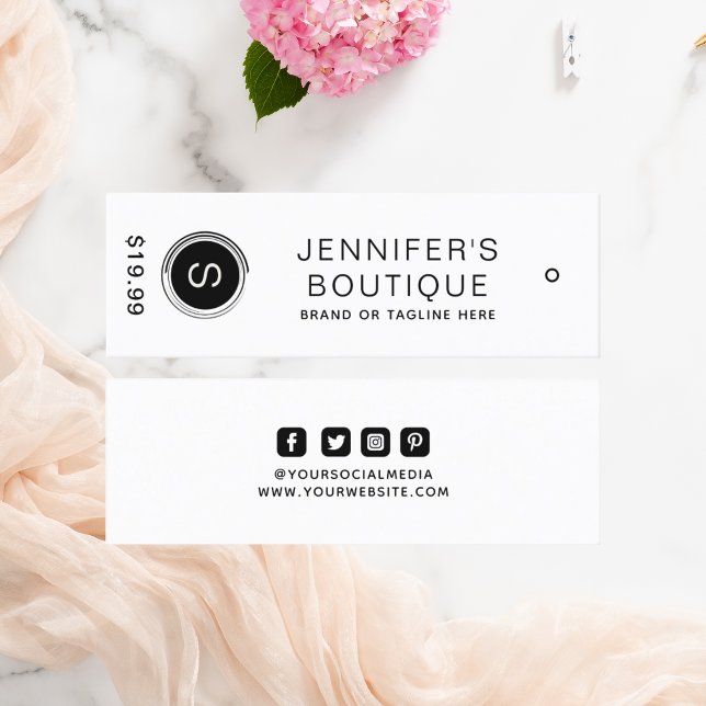 Bekleidungsmarken Schwarz-weiß für kleine Unterneh Telefonnummerkarte (Von Creator hochgeladen)