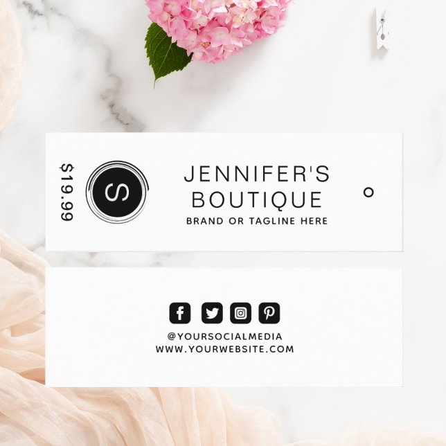 Bekleidungsmarken Schwarz-weiß für kleine Unterneh Telefonnummerkarte (Von Creator hochgeladen)