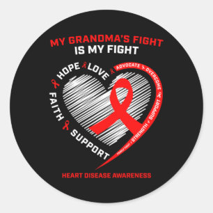 Bekleidungsunterstützung Oma Red Heart Disease Awa Runder Aufkleber