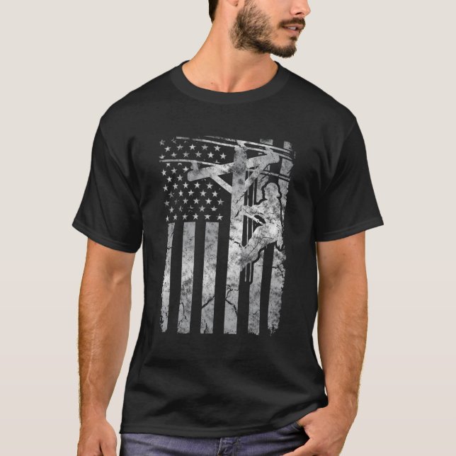 Beklemmender Patriotic Electric Cable Line America T-Shirt (Vorderseite)