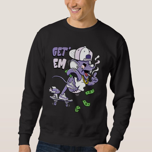 Bekomm sie Rocket Skateboard Maus Pure Violett 11e Sweatshirt (Vorderseite)