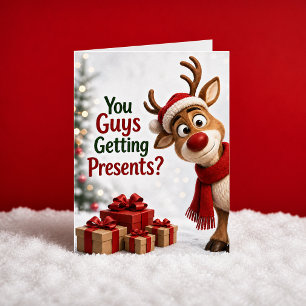 Bekommt ihr Geschenke? Rentier Weihnachten Karte