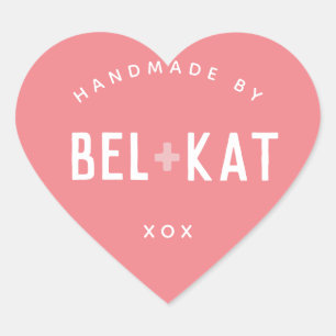 BEL + KAT HEART moderne Logokoralle Herz-Aufkleber