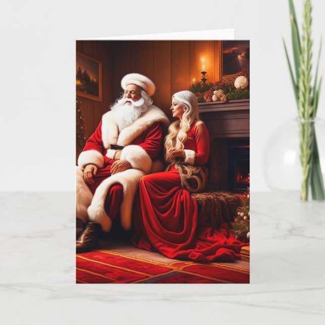 Bela Brown Santa und Mrs. Clause Karte (Vorderseite)